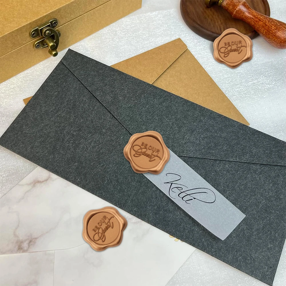 25pcs/set Wax Seal Stickers Embossed Heart Footprint Rosemary Branch Be Our Guest Pattern Self-adhesive Stickers for DIY Cards