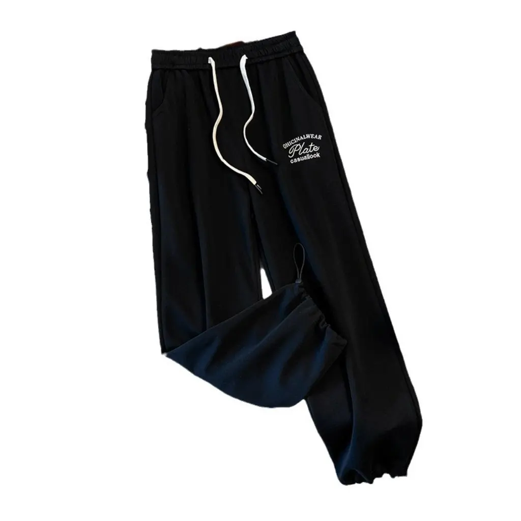 

Большие размеры 300, повседневные брюки с эластичной резинкой на талии для женщин, прямые брюки с высокой талией и завязками, очень большие 200