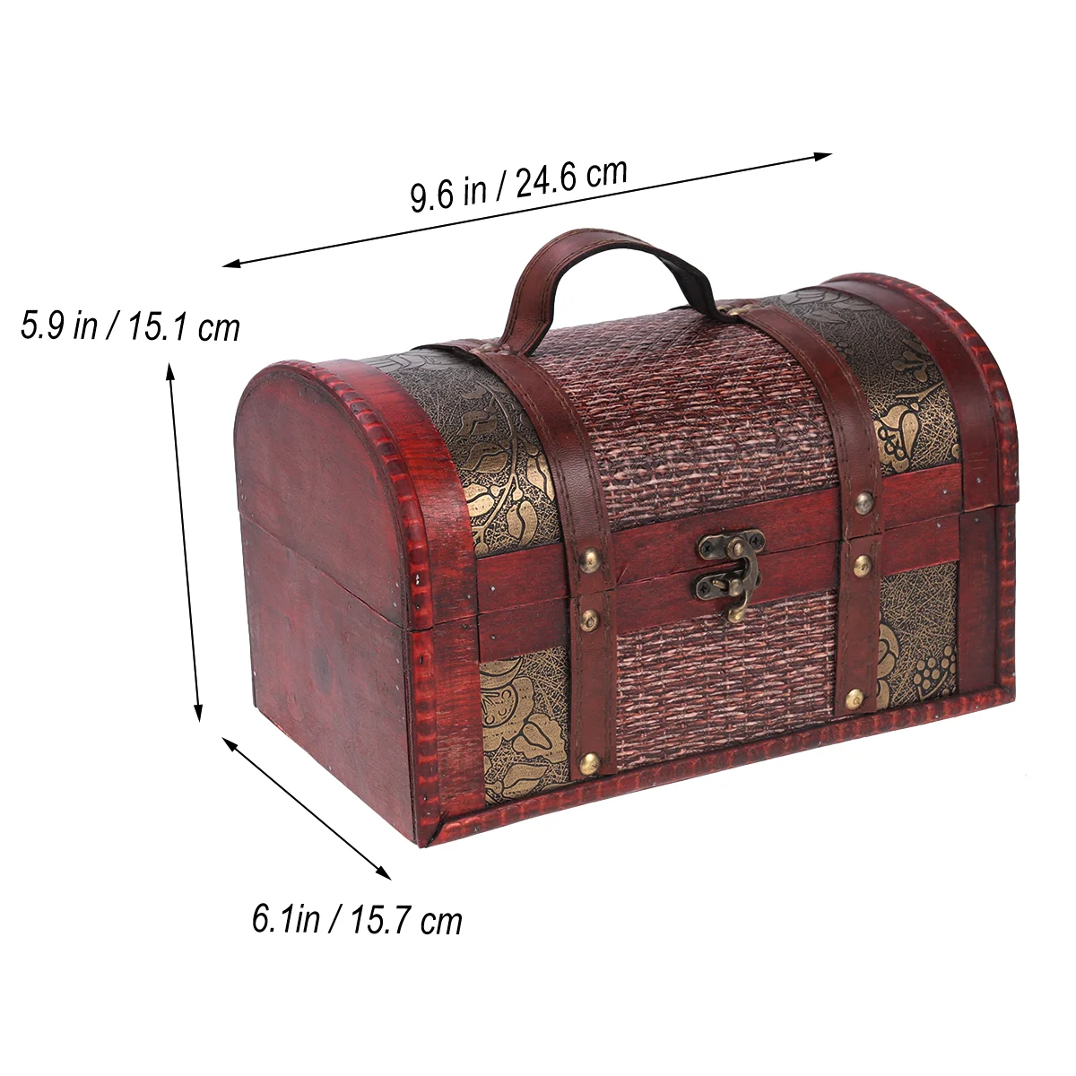 Desktop Storage Bins Trunks for Wooden Hollow Patterns Treasure Chest Buckles Boxes