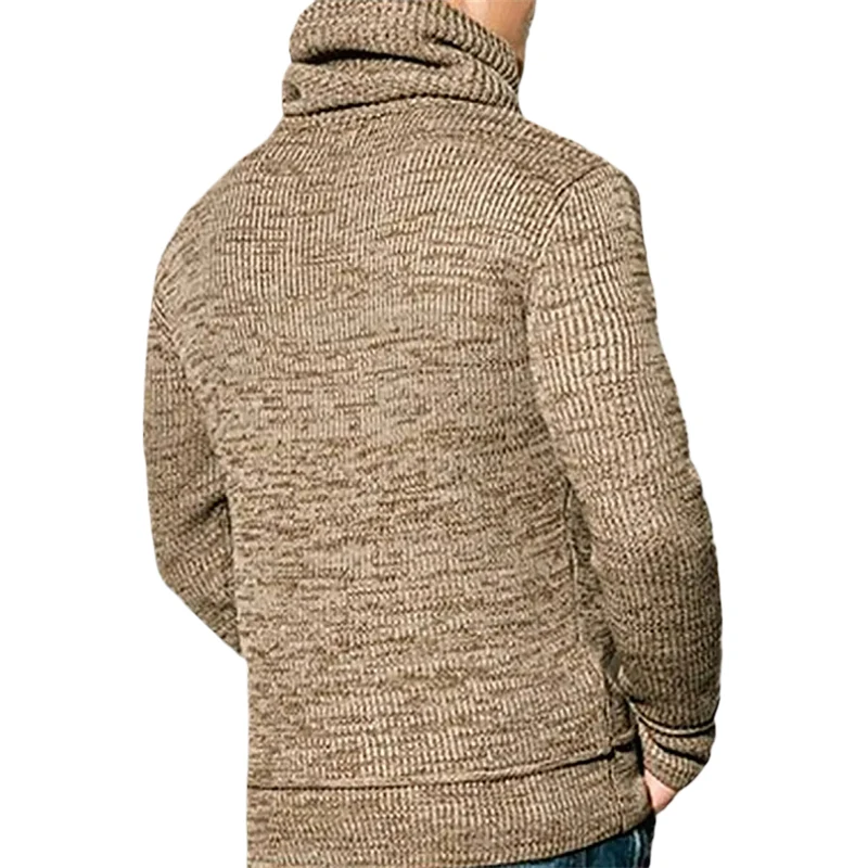 Herrenbekleidung Rollkragenpullover, Strickpullover mit hohem Kragen, lockerer Schnitt, warm, langärmelig, Strickware, Winter, Freizeitpullover, Oberteil, Streetwear – Detail 2