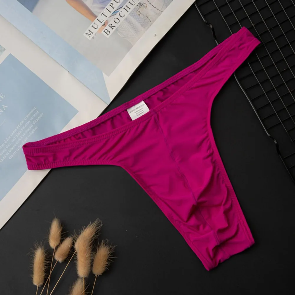 

1pc Casual Simple Mens Briefs Low-rise Pouch Thongs T-back G-strings Breathable Soft Man Underwear Jockstrap
