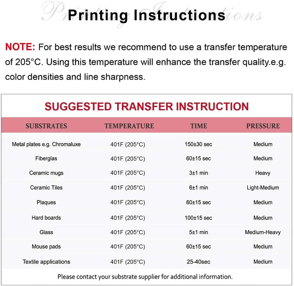 100 hojas 100g/113g/120g papel de transferencia de calor por sublimación de inyección de tinta A4 traje de impresora de inyección de tinta para