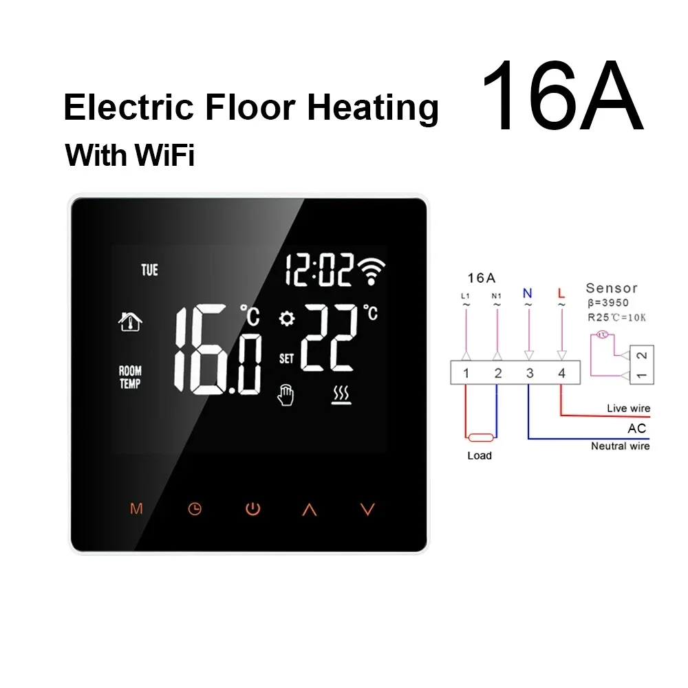 TUYA WiFi Smart Thermostat, Electric Floor Heating Water/gas Boiler Temperature Remote Control, Suitable for Google Home Alexa
