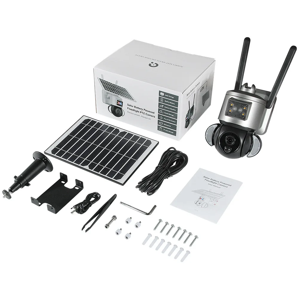 

Rscamtom Ubox 4G Camera 6MP Dual Lens Solar Camera Color Night Vision Motion Detection Wifi Solar Camera