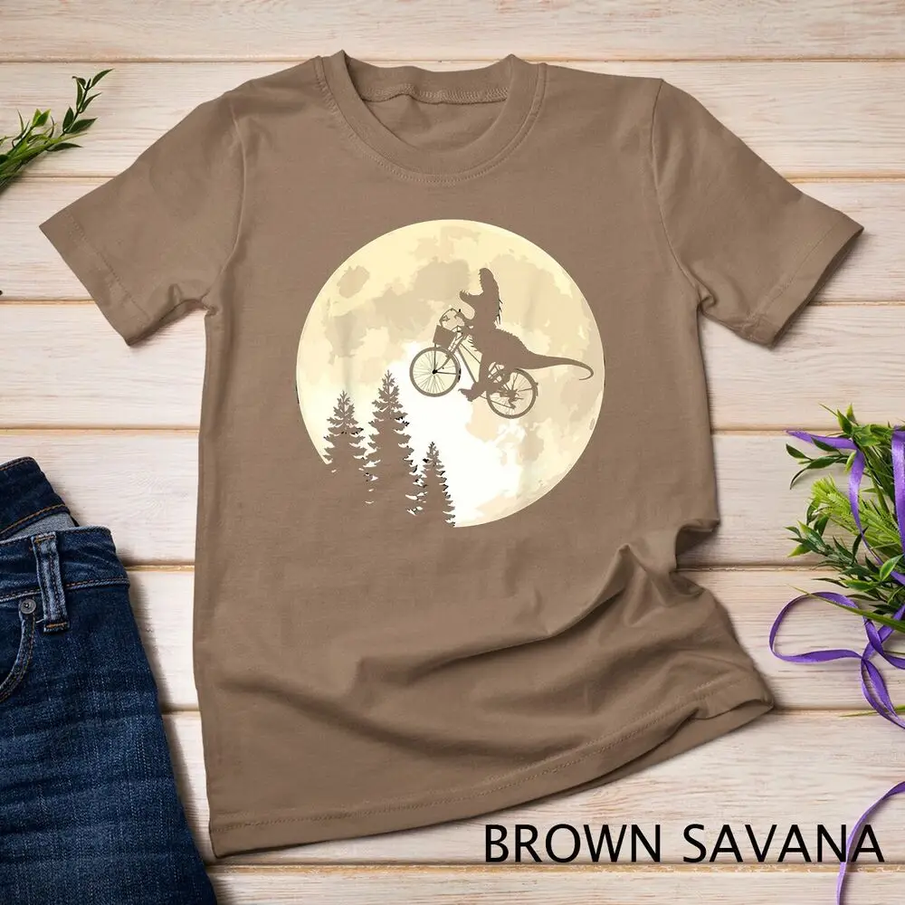 Funny T-Rex Cycling On A Bicycle to Moon T-Shirt Unisex T-shirt