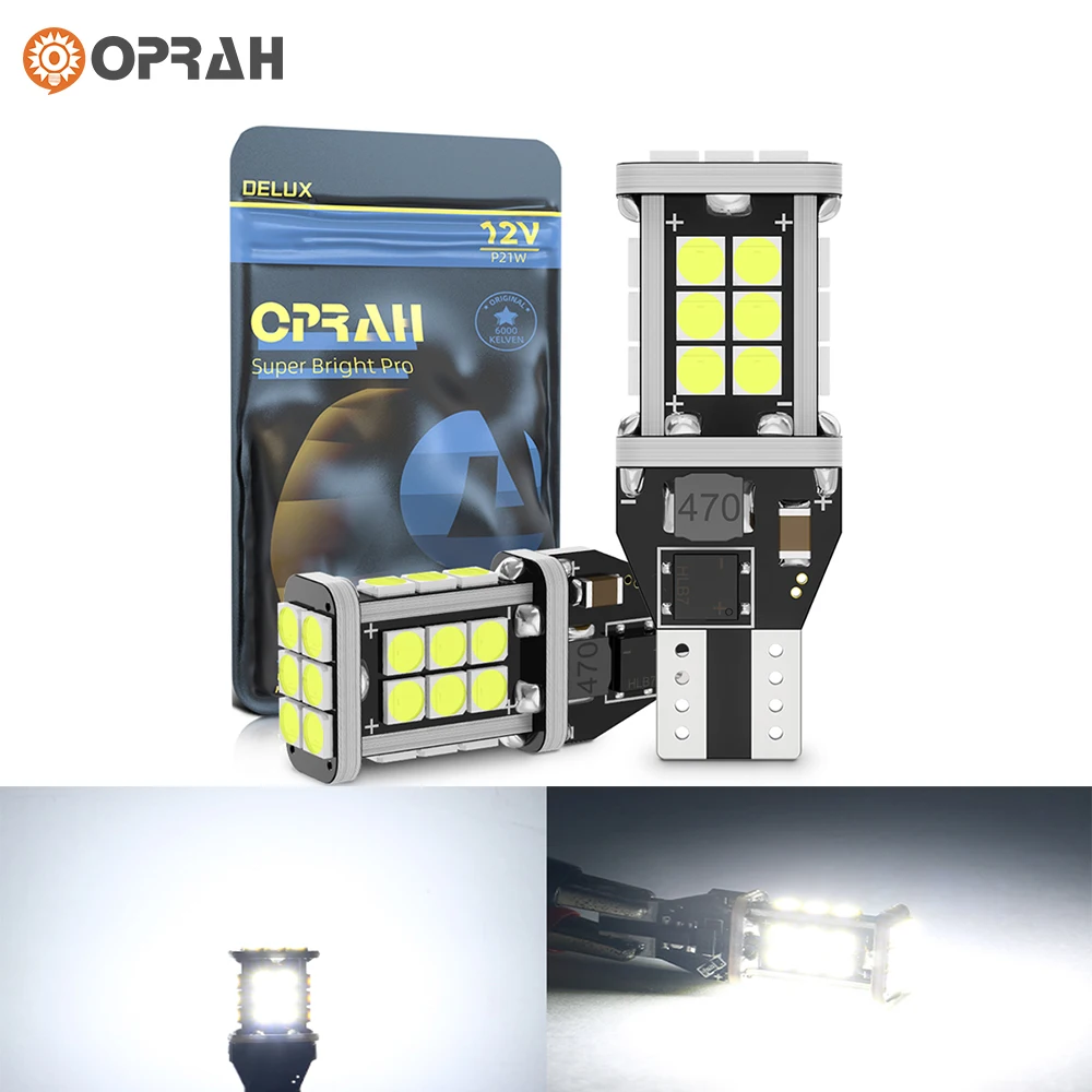 Oprah 2PCS T15 W16W 912 921 LED Bulbs Super Bright Canbus No Error LED Reverse Lights License Plate Lamp Auto Signal Lamps 12V