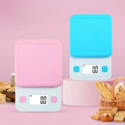 Bilancia da cucina in stile carino, rosa/blu opzionale, bilancia portatile per alimenti per la casa per la cottura, la pesatura di torte, la pesatura di alimenti, lo schermo di visualizzazione HD