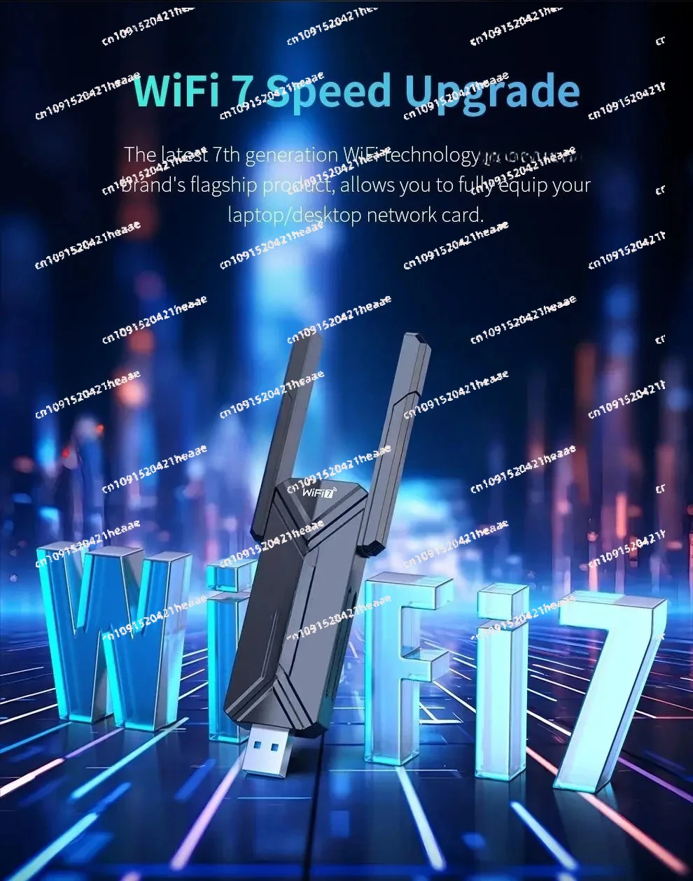 مناسبة ل WiFi7 6500Mbps USB محول BE6500 2 هوائيات 2.4G & 5.8G & 6 جيجا هرتز ثلاثي الموجات USB3.0 بطاقة الشبكة WPA3 للكمبيوتر Win10/11