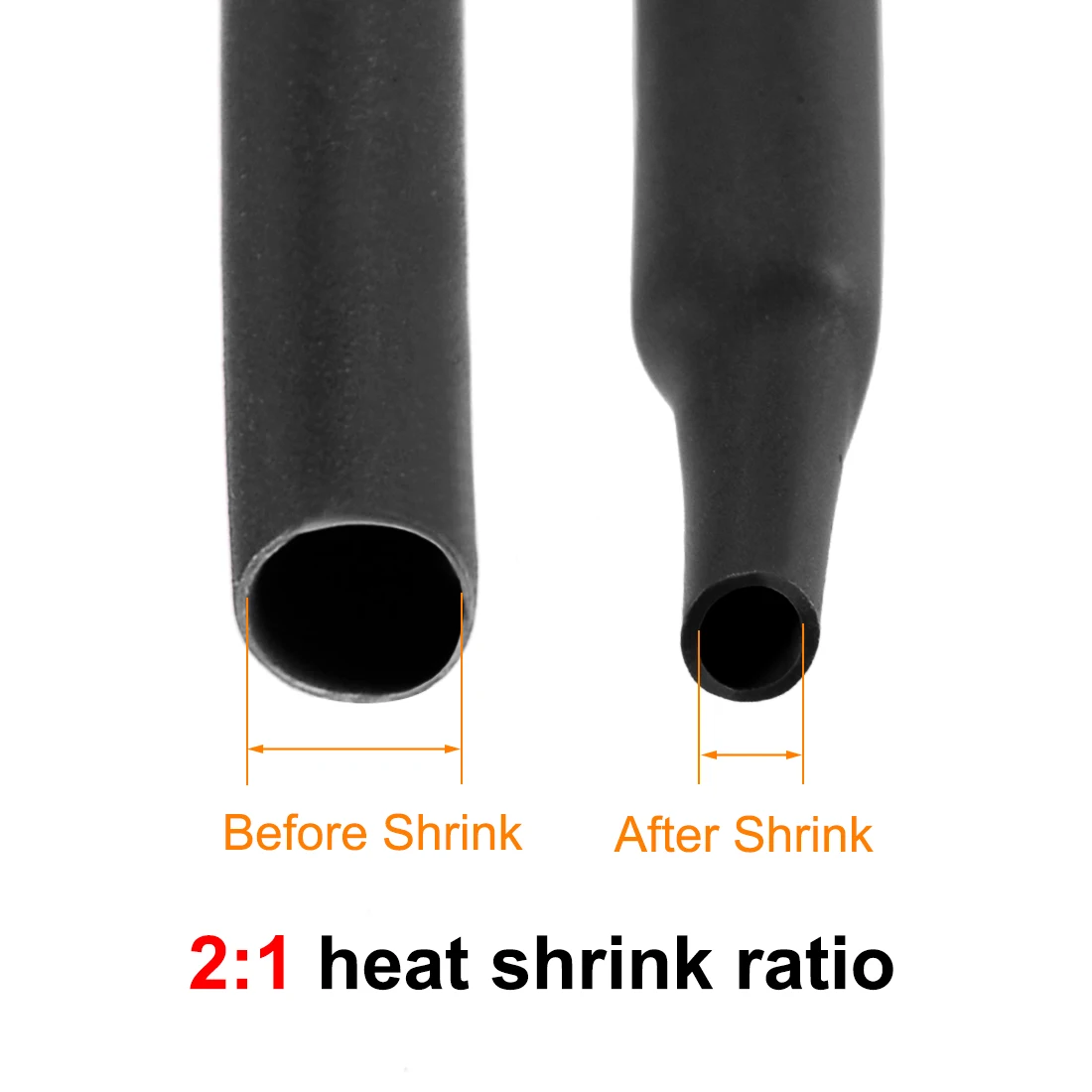 Tubo termorretráctil de 1/2/3/7m, 20-150mm de diámetro, 34-240mm de ancho plano, tasa 2:1, tubo termorretráctil, envoltura de Cable negra/roja