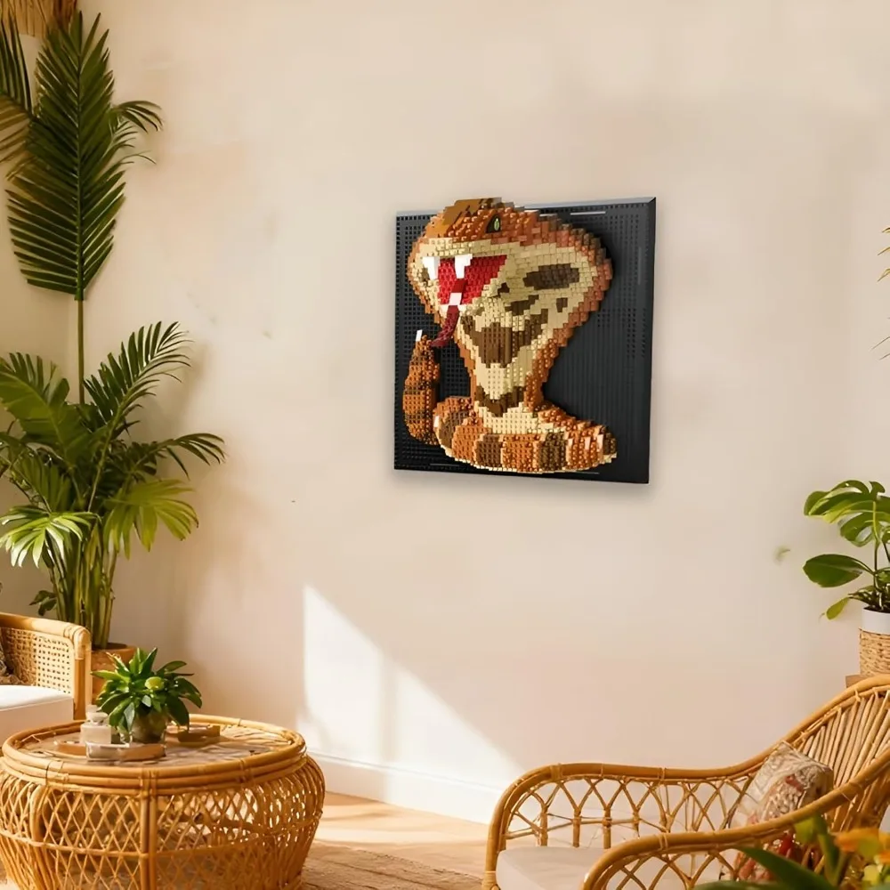 Ensemble de blocs de construction Cobra 3D avec assemblage créatif, kit de modèles de puzzles éducatifs, décoration d'exposition et jeu imaginatif – Cadeau idéal pour les étudiants, les collectionneurs et les passionnés de reptiles