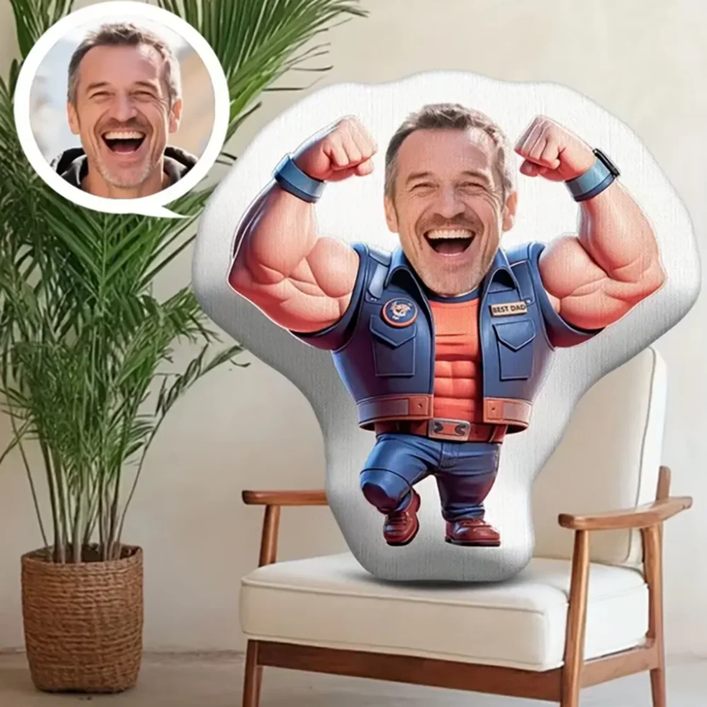 Customized fitness and beauty muscle cartoon photo pillow soft, double-sided digital printing, home decoration, sofa, bedding