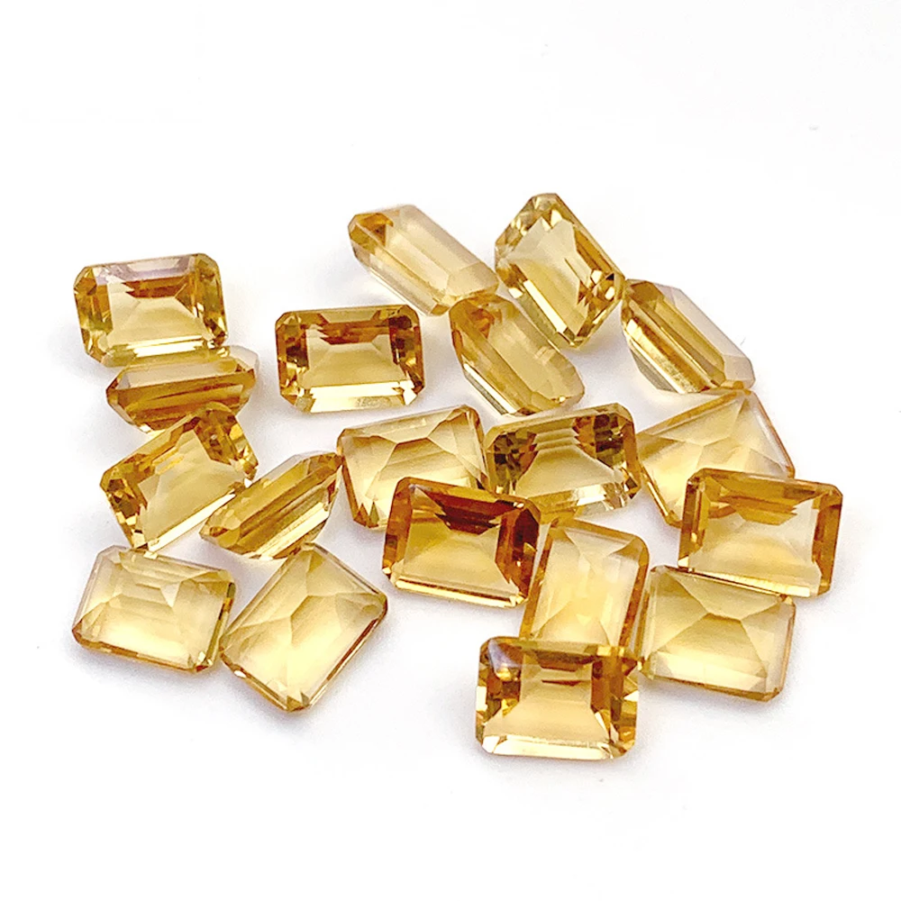 20pcs High Quality Authentic Natural Citrine Yellow Octagon Facet Cut 3x5mm-8x10mm Semi-Precious Loose Gemstone For Jewelry