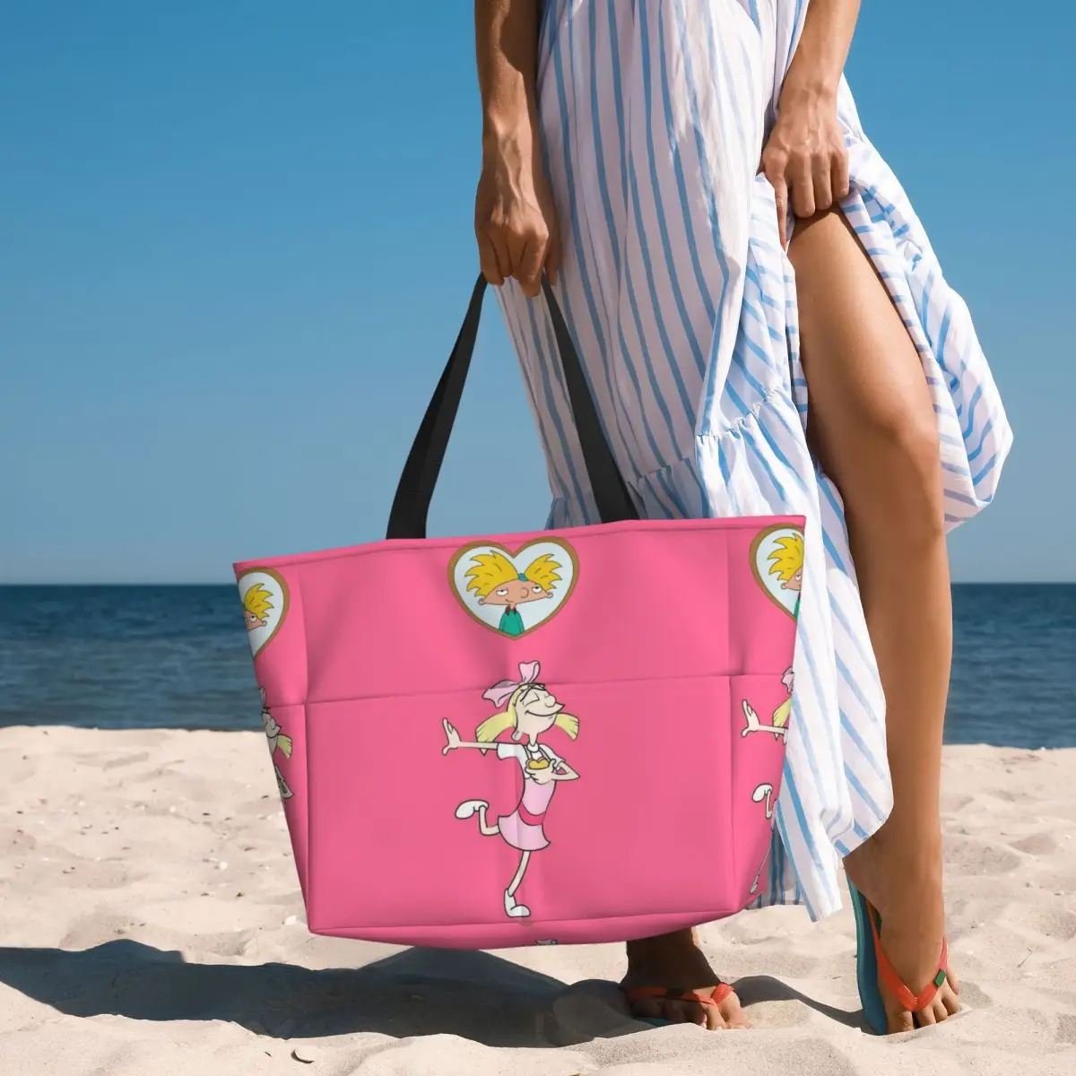 Helga Pataki Anime Animation Hey Arnold Beach Tote Bag Sport Gym Yoga Duffle Large Tote Bag Women Travel Bag Fitness bag