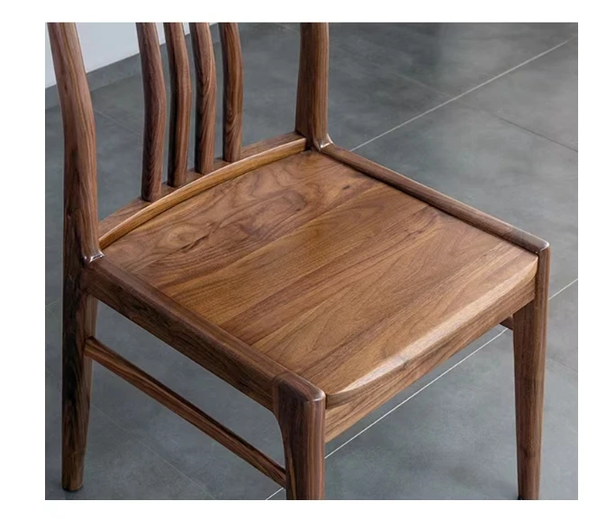 Silla de madera maciza de lujo ligera para restaurante, silla de mesa de té con respaldo de ocio simple, silla de comedor de nogal negro de América