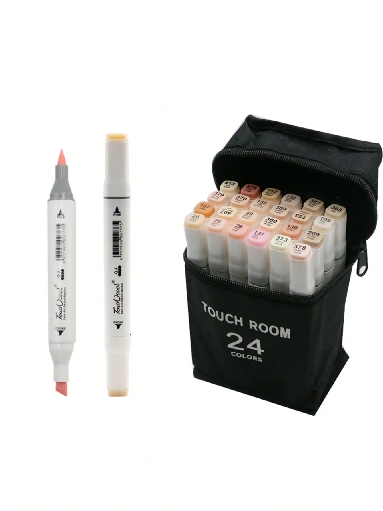 Bview Art Dual Tip Alcohol Based Flesh Color Marker Pen Set 24colors Skin Tone&Hair Art Markers