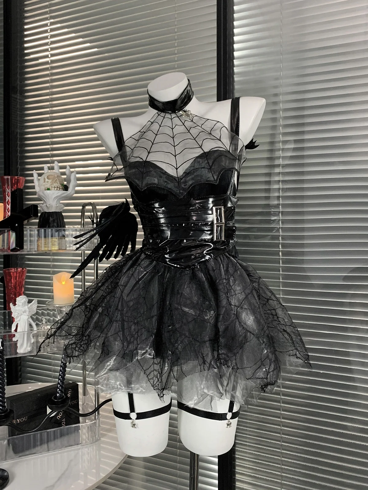 

Сексуальная юбка-паутина с вырезами на бретельках для женщин, костюм для косплея из полиэфирного волокна с высокой талией k Devil Su...