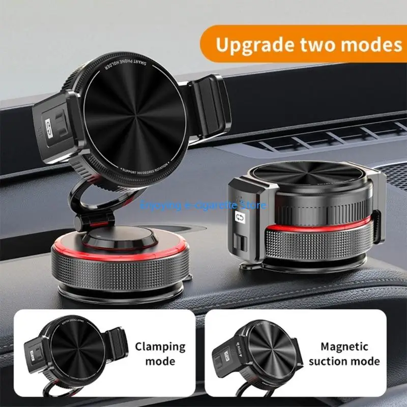 Car Smartphone Holder with Suction Base, Rotating Head and Clamp Support for Car Cabin Navigation Screen Viewing Daily Travel