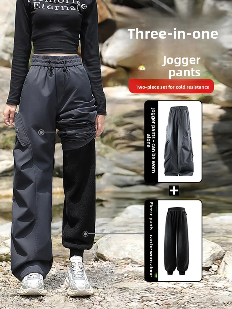 

Мужские тактические брюки для активного отдыха 3-в-1: ветрозащитные, водонепроницаемые, дышащие, с флисовой подкладкой, прямого кроя