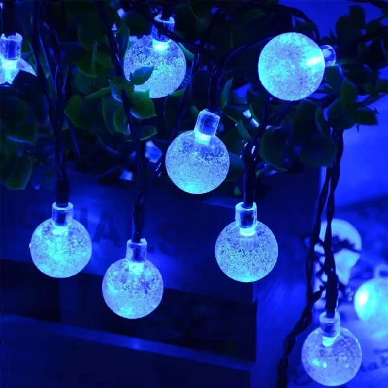 Solar String Lights Crystal Ball Waterproof Outdoor with 8 Modes 50 LED for Patio Lawn Party Wedding Garden Decorations