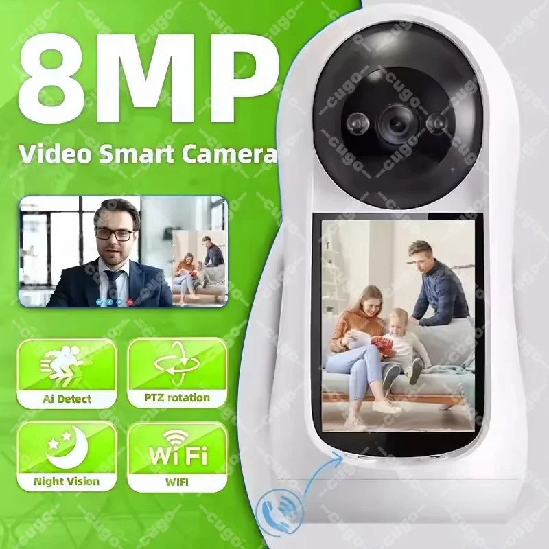 

2,8-дюймовый Wi-Fi Vedio Радионяня 8-мегапиксельная IP-камера наблюдения IPS-экран Обнаружение звука HD Умный дом PTZ-камера Защита безопасности