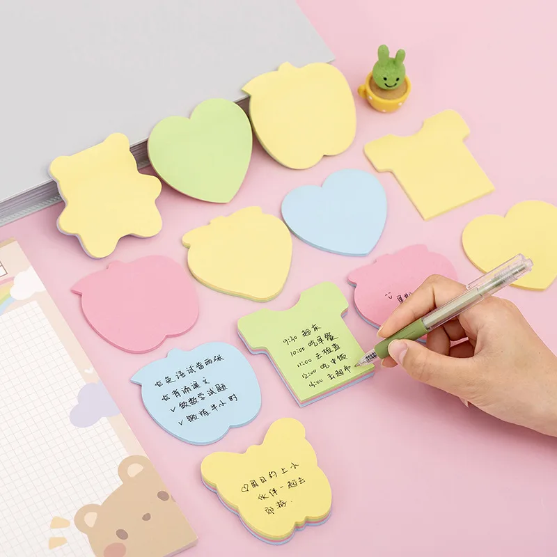 100pcs Bear Apple Love Shaped Sticky Note Student Message Sticker N Times Memo Pad Notepads Scrapbooking School Label Stationery