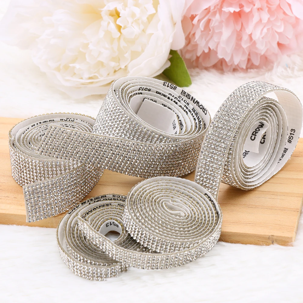 

1 ярд самоклеящейся ленты с кристаллами и стразами для декора автомобиля, поделок, телефонов