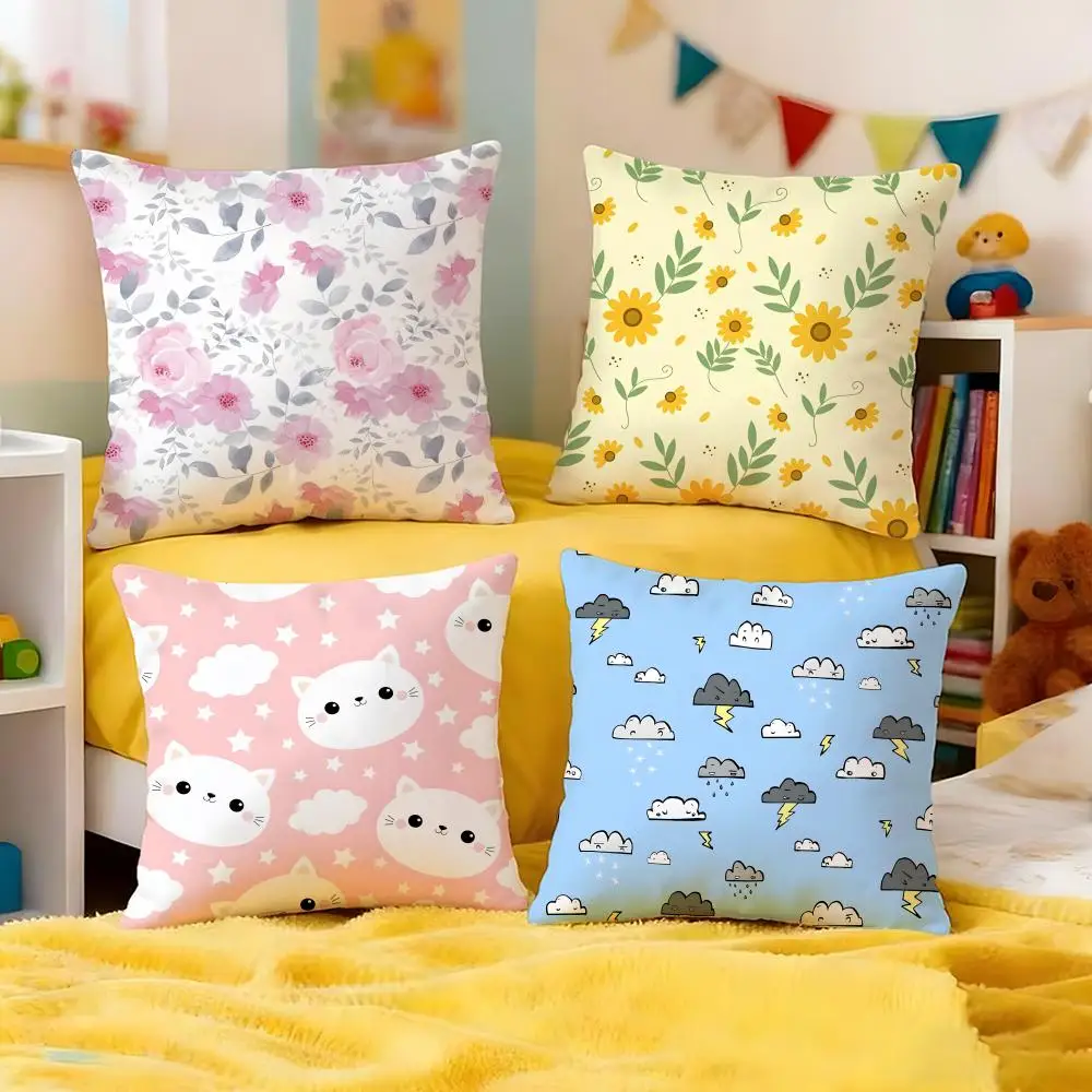 Cute Texture Cushion Cover Premium Soft Pillowcase Skin-Friendly Breathable Multi-Purpose for Home Office Travel