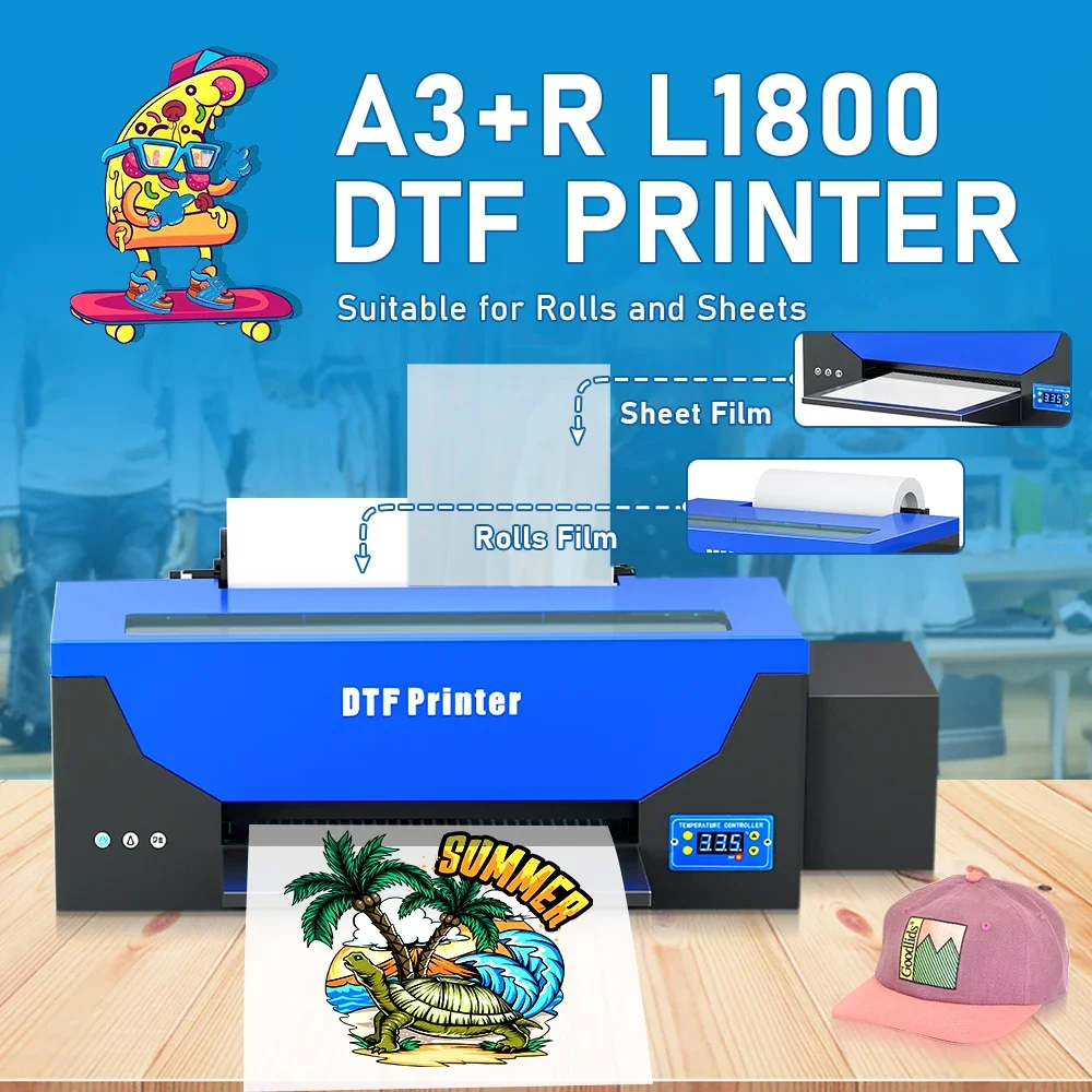 Cheapest digital DTF R1390/L1800 head transfers film T shirts printer A3 DTF printer printing machine with oven