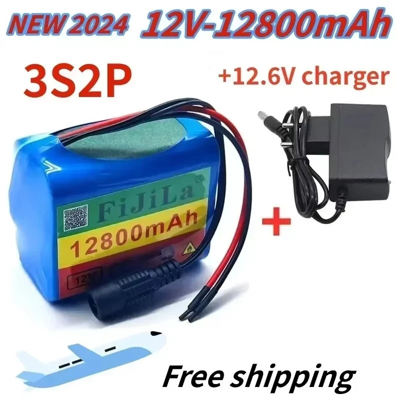 

Free Shiping 3S2P 12V 12800mAh 18650 Lithium-ion Rechargeable Battery with Bms Lithium Battery Protection Board and 12.6VCharger