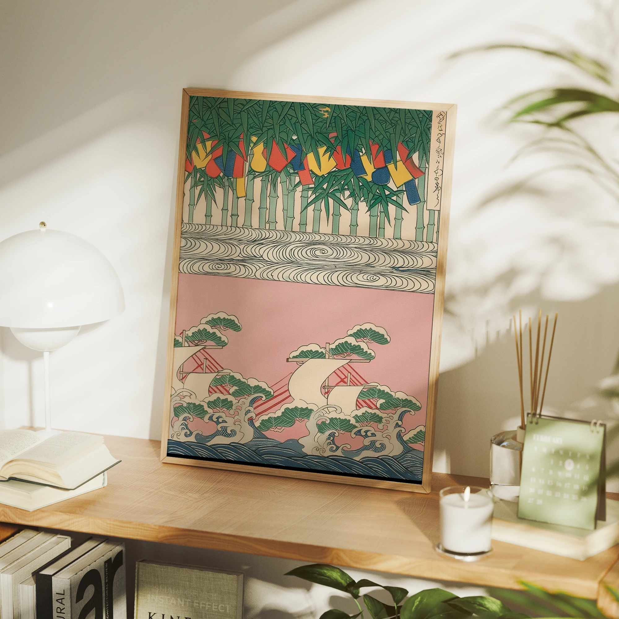 ภาพพิมพ์บนผ้าแคนวาสลายใบไผ่ญี่ - Home Decor Japanese บทวิจารณ์และราคา