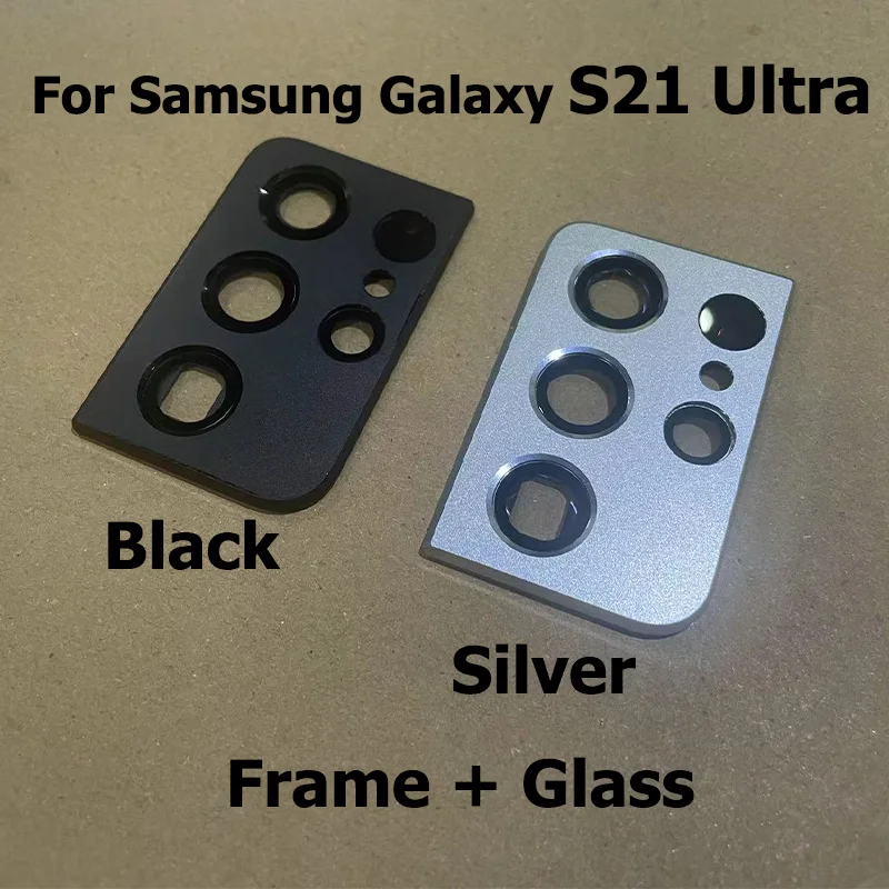 Back Camera Glass Lens For Samsung Galaxy S21 Plus Ultra 5G Rear Camera Glass Frame Cover With Adhesive Sticker Glue