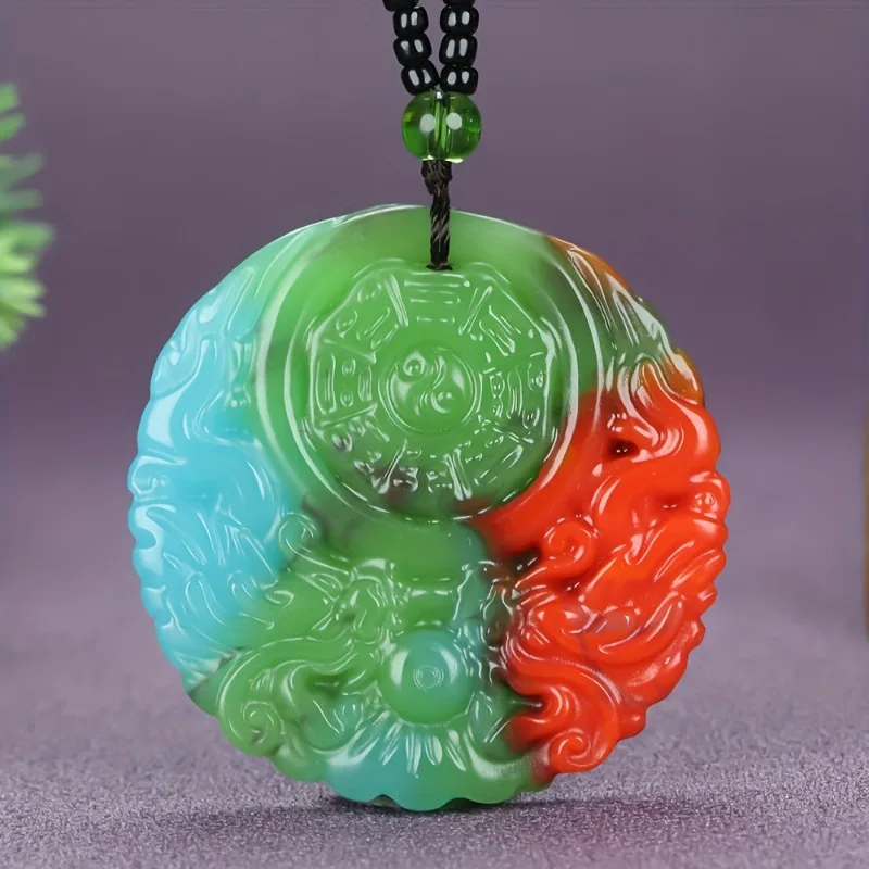 

Natural Colorful Dragon and Phoenix Gossip Pendant Beads Sweater Chain Necklace Random Pattern