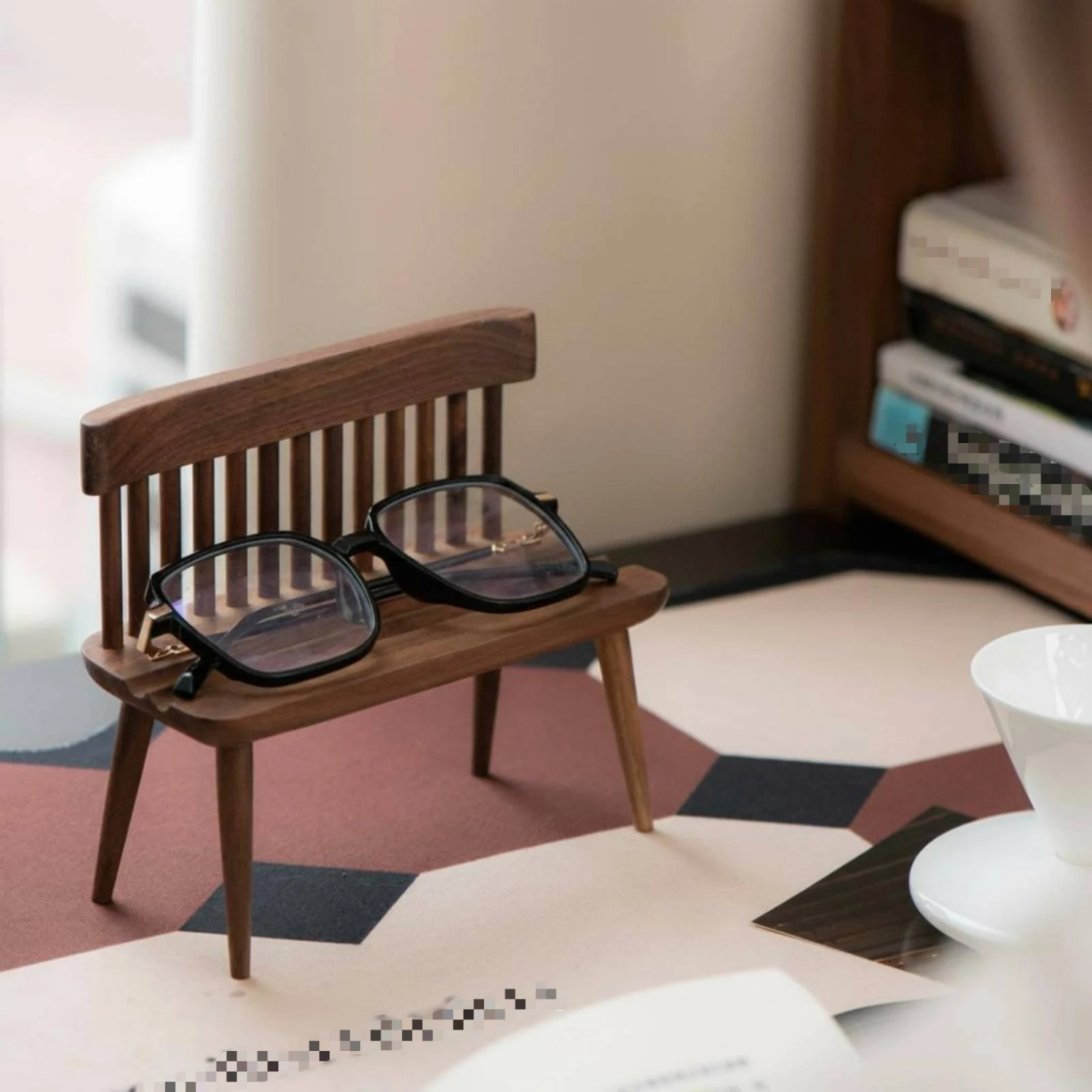 

Wooden Chair Glasses Holder Quirky Design Walnut Eyeglass Stand Mini Wooden Chair Holder Bedside Storage Home Decor Easy to Find