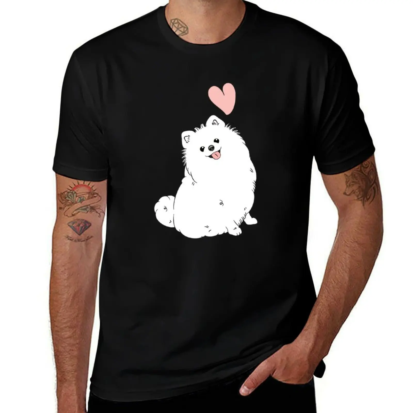 LOVE White Pomeranian T-Shirt Halloween Theme T-Shirt