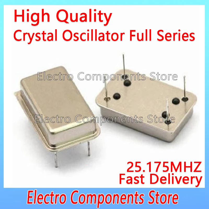 2PCS/Lot 25.175MHz Crystal Oscillator Throught Hole Active Crystal 25.175M OSC DIP-4 Rectangular Clock Vibration Full Size 4Pin