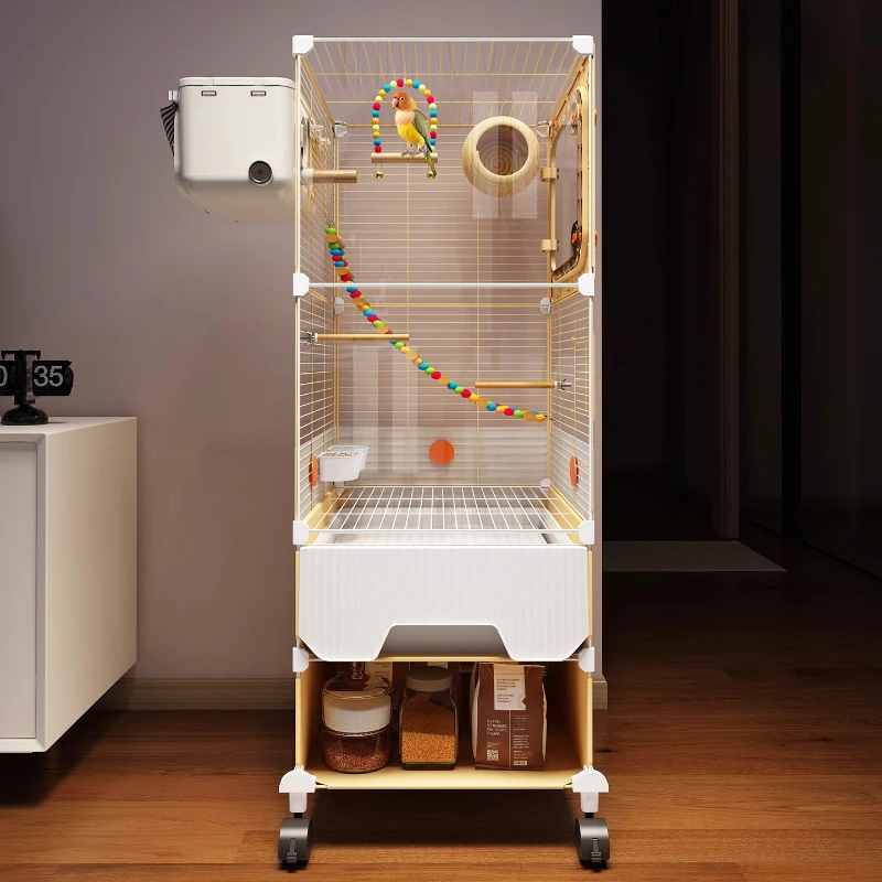 

‌ Роскошная клетка для птиц с защитой от брызг, мобильный домик для попугаев для корелл, авиационный волнистый попугайчик большого пространства, легко очищаемая среда обитания