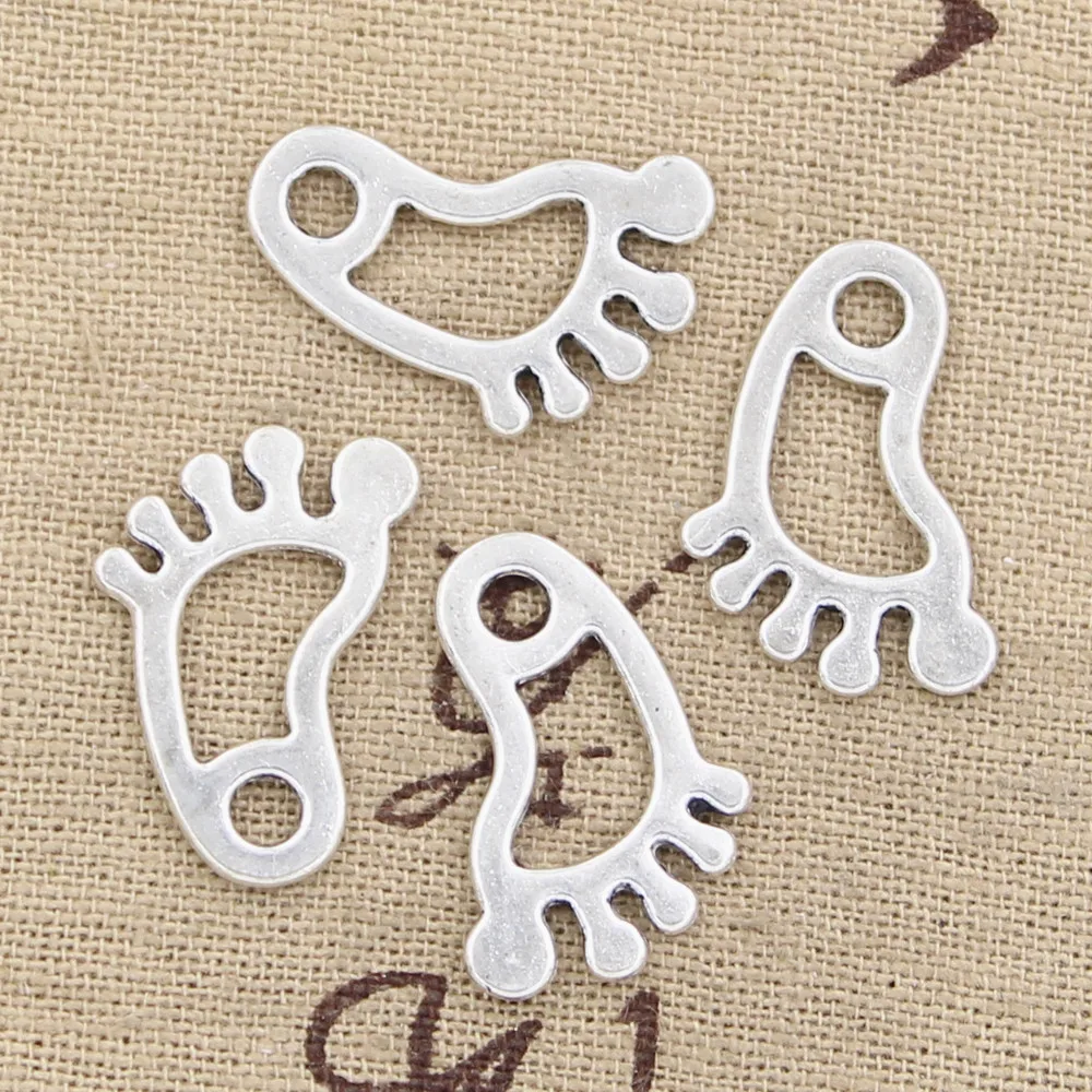 20pcs Charms hollow foot feet 22x14mm Antique Silver Color Pendants Making DIY Handmade Tibetan Finding Jewelry