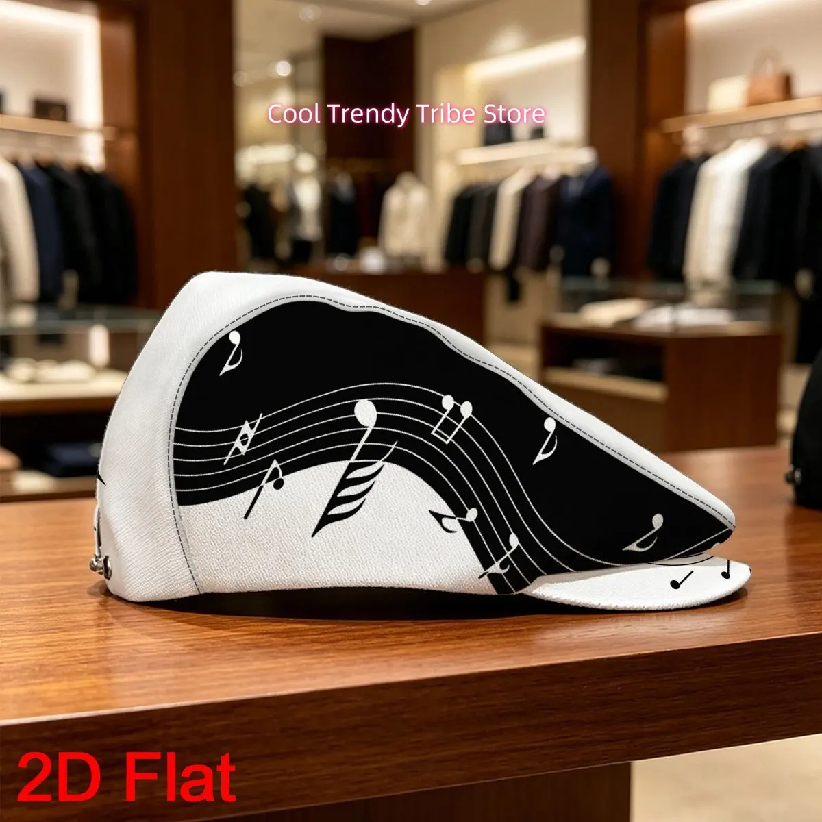 1pc Musical Gatsby Cap - Adjustable Flat Top Hat with Fitted Closure, Breathable Suitable for Weekend Getaways, Valentine's Day,