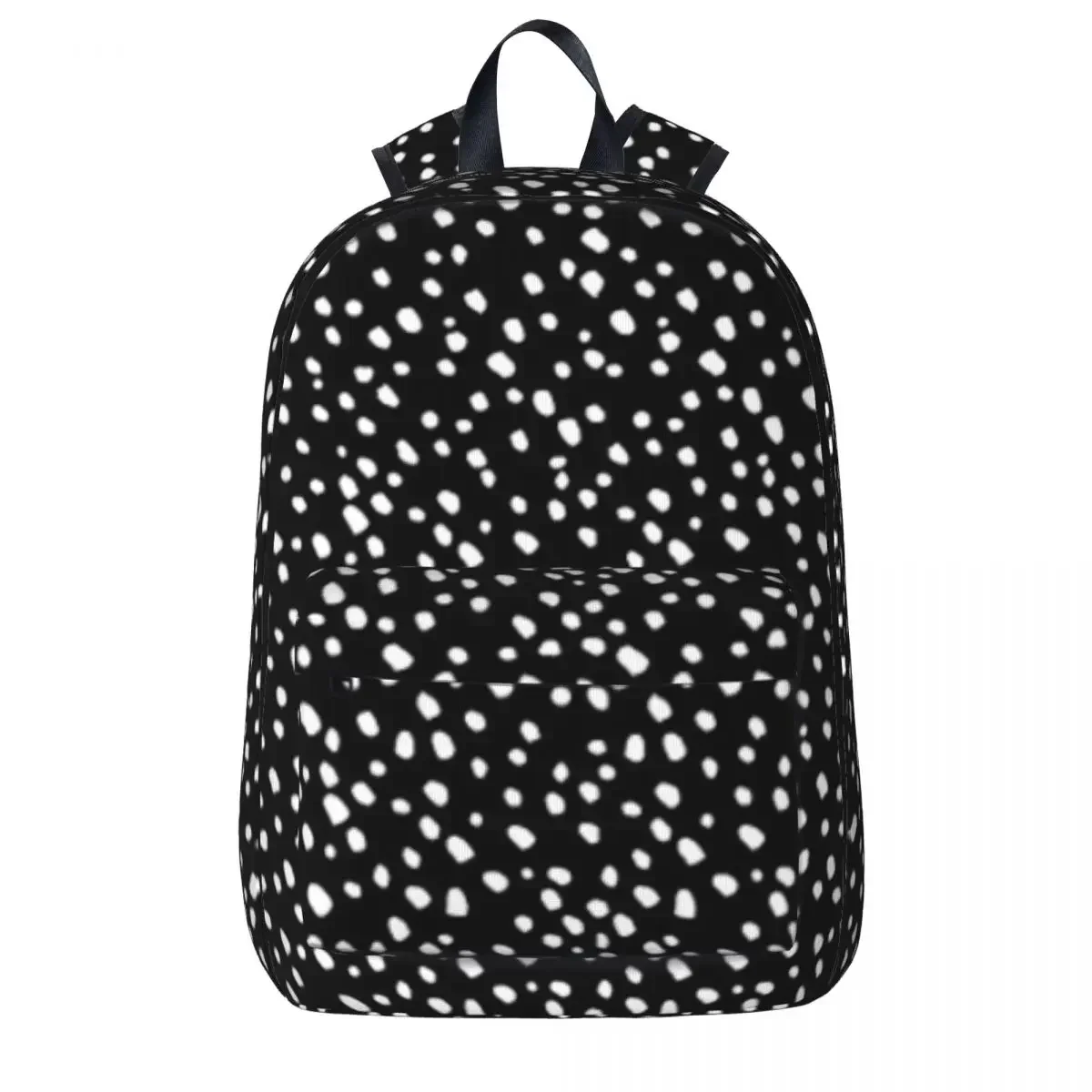 

White Dots On Black Backpack Waterproof Student School Bag Laptop Rucksack Travel Rucksack Large Capacity Bookbag