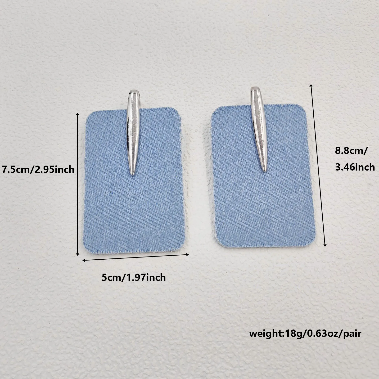 Bohemia Light Blue Denim Square Earrings for Women Boho Geometric Jewelry