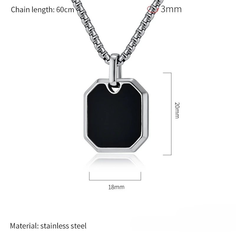 Geometrische Kleine Quadratische Marke Pullover Kette Edelstahl Kühlen Stil Vielseitige Halsketten Männer Frauen Persönlichkeit Mode Schmuck – Detail 4