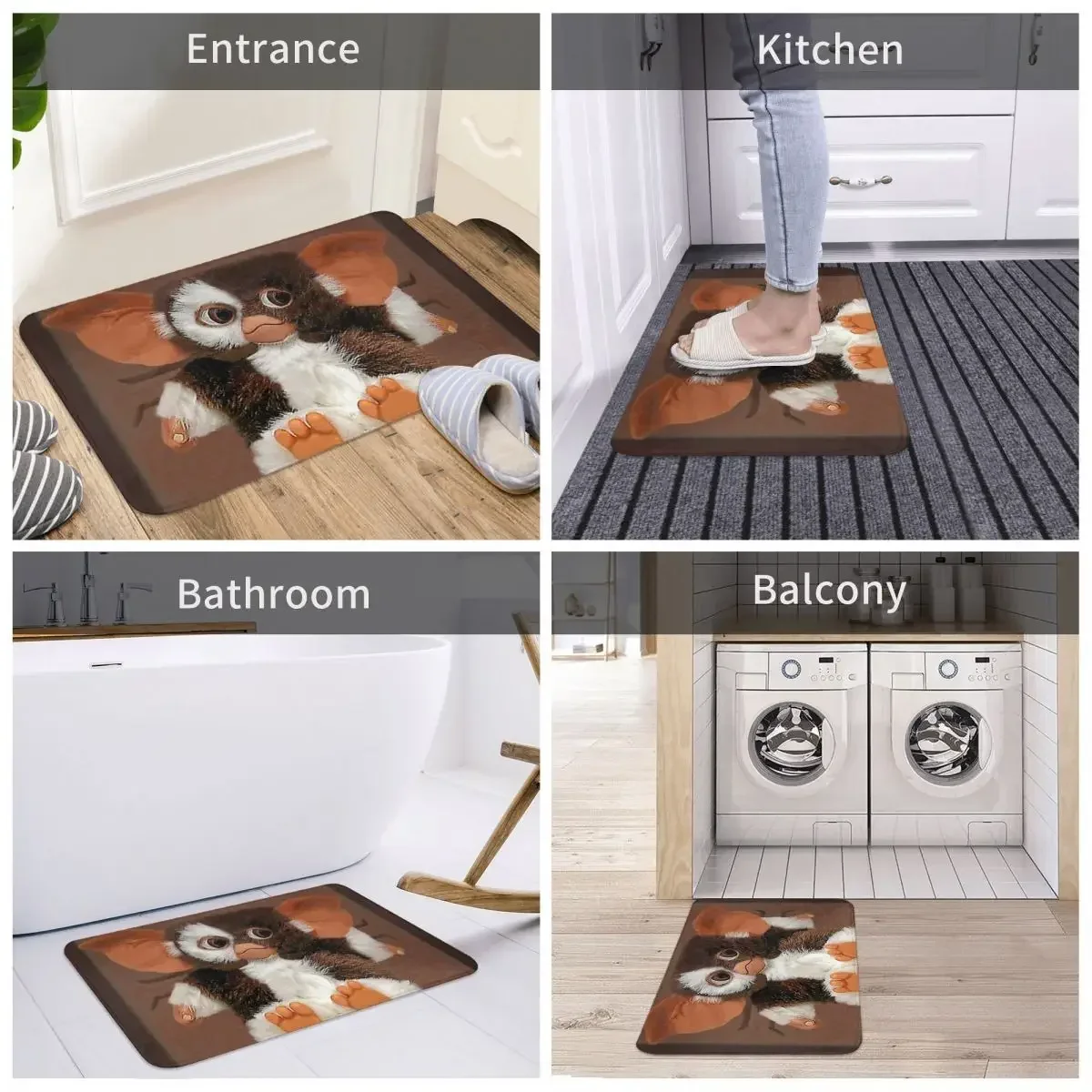 Gremlins Bath Mat I Love My Gizmo With Box-PILLOW Doormat Flannel Carpet Balcony Rug Home Decoration