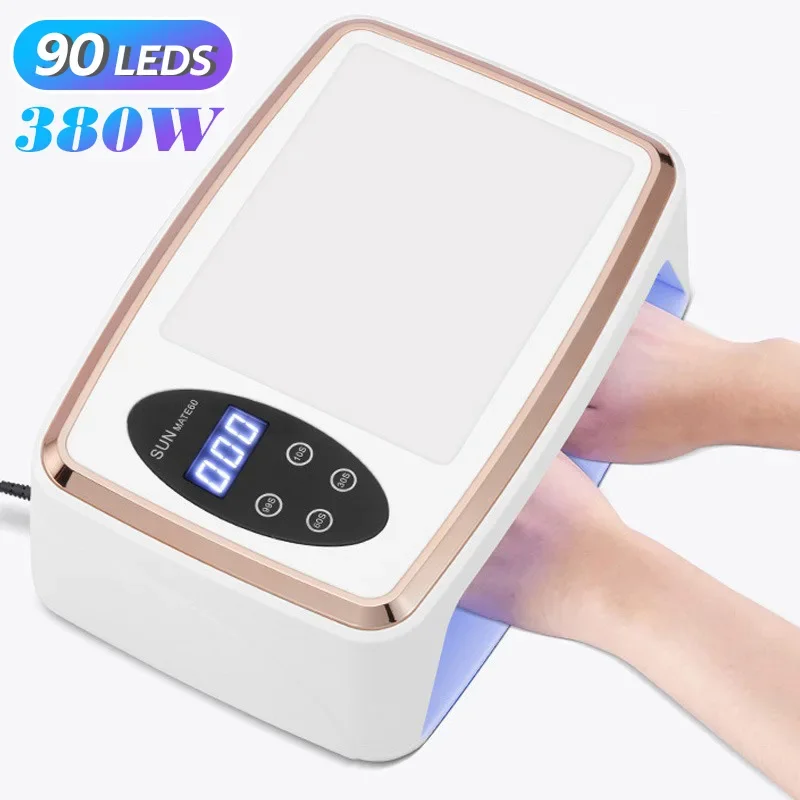 480 W UV-LED-Lampe für Nägel, 108 LEDs, Nageltrockner mit rotem Licht, Aufhellungsmodus, große Raum-Maniküre-Lampe, 4 Timer-Einstellungen