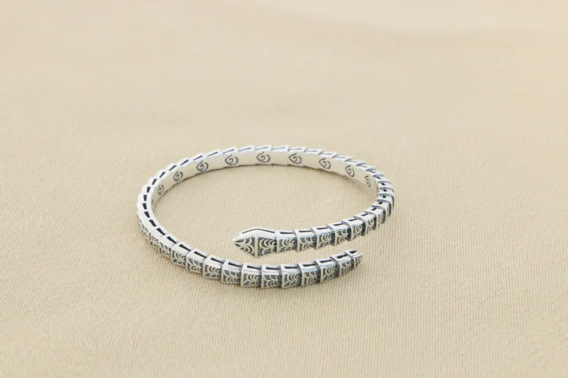 Seiko Original Design Tang Grass Pattern Bracelet, Men's Trendy Pure Silver Handmade Opening, Unique Bracelet, Retro Bracelet Je