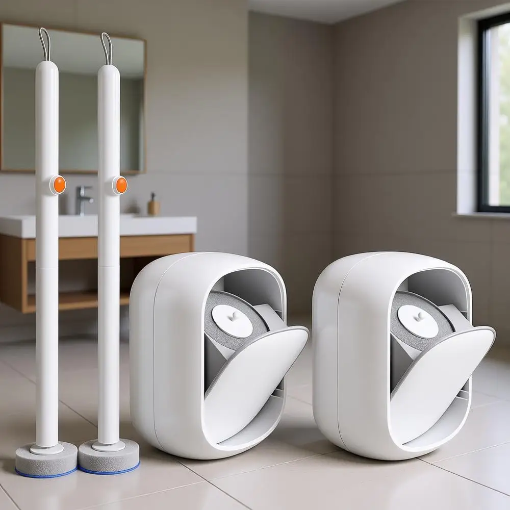 

Toilet Cleaning System - Wand Kit with 48 Reills, Wall Mounted Brush and Holder or Deep Cleaning Bathroom (2 Toilet Brushes + 48