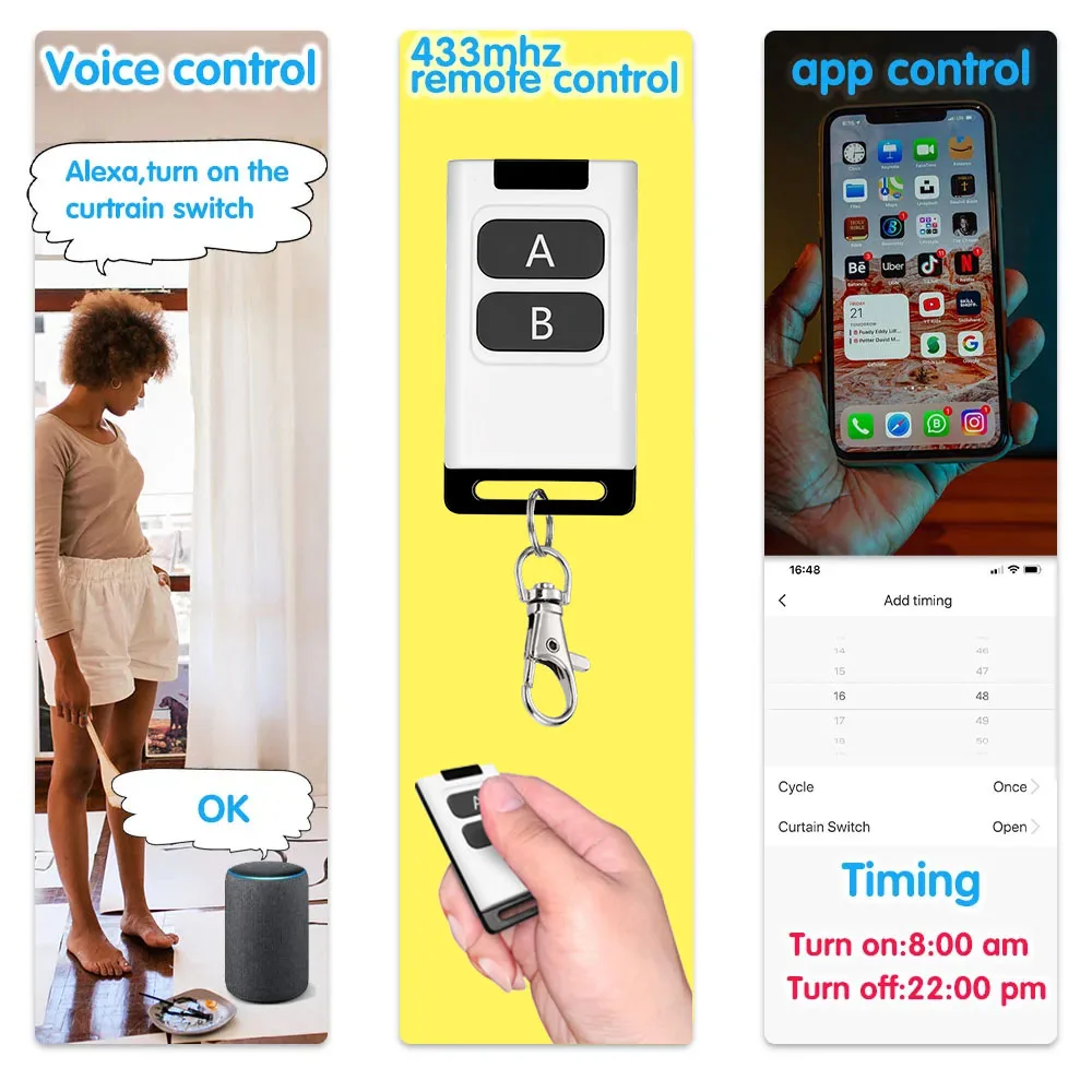 Tuya WiFi Smart Switch DC 12V 24V 2Channels Dry Contact Relay Receiver Wireless Remote Control Switch Work with Smart Life, Alex