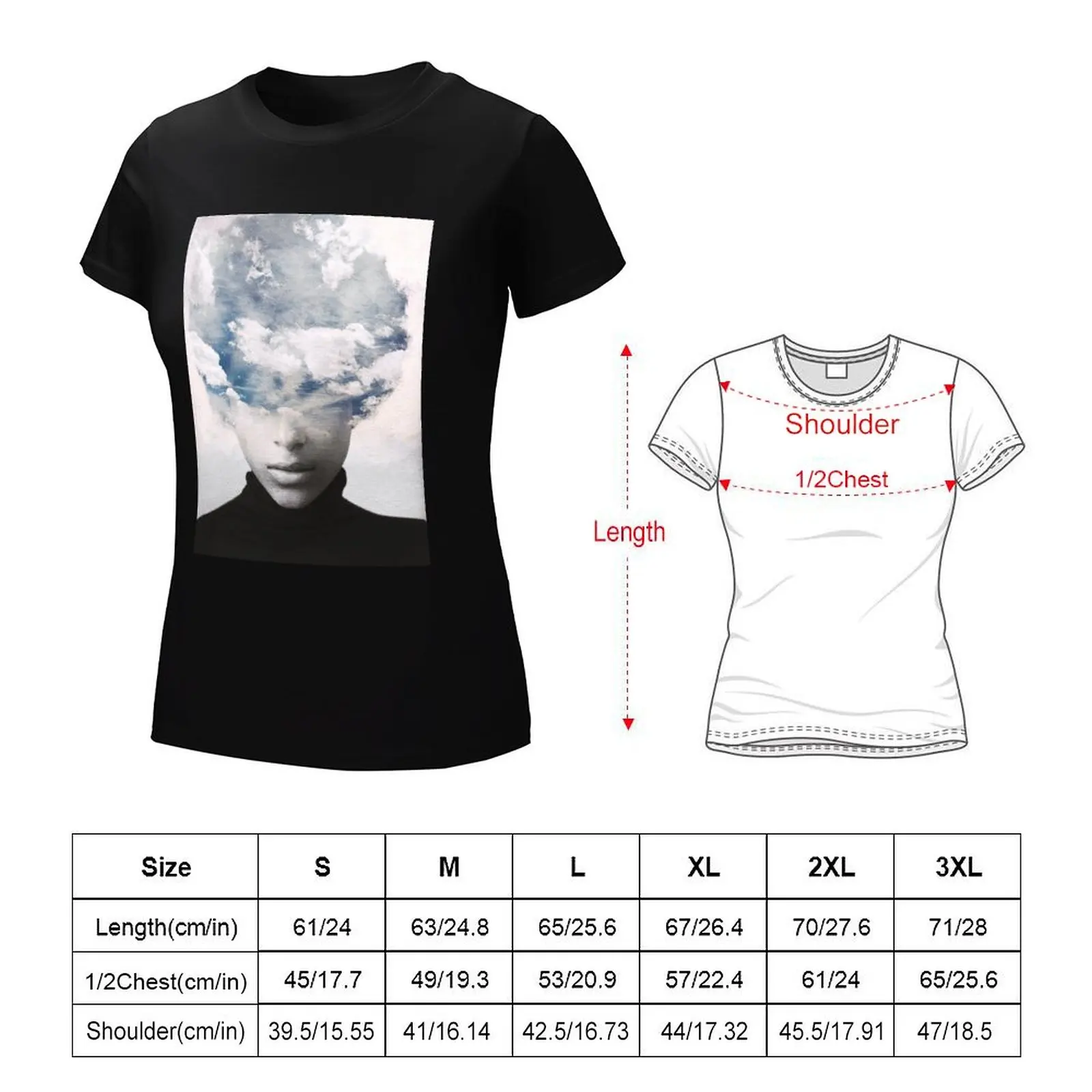 clouds T-Shirt lady clothes Female clothing funnys animal prinfor fashion woman blouse 2024