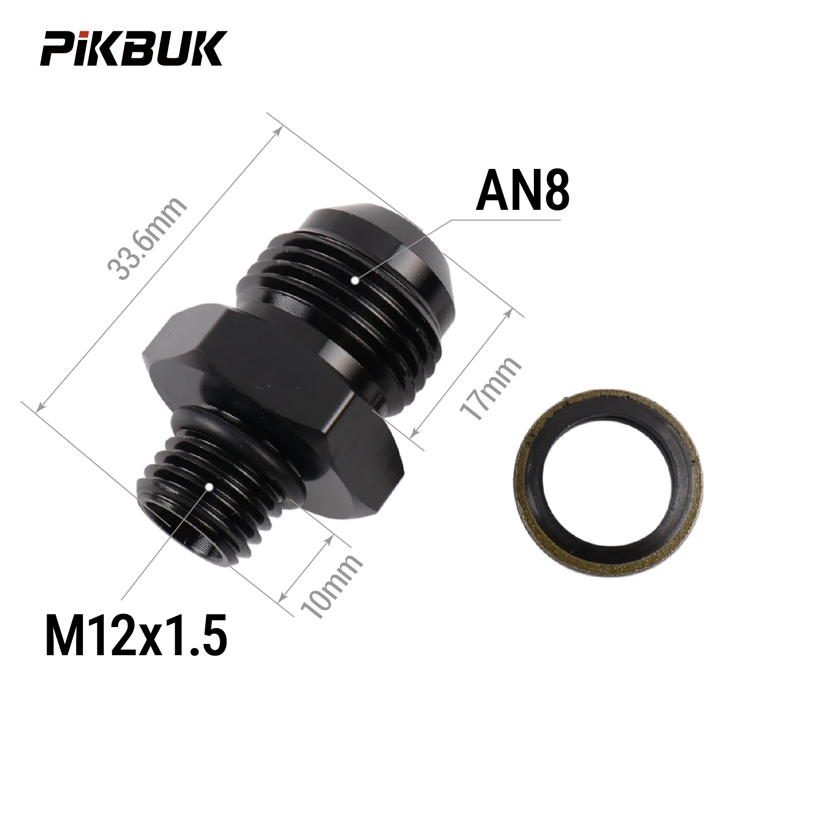 PIKBUK Aluminium AN6 AN8 AN10 AN12 auf M10/12/14/16/18/20/22x1.5 Adapter Flare-Fitting Auto-Schlauchanschluss Stecker Ölkühler-Anschluss