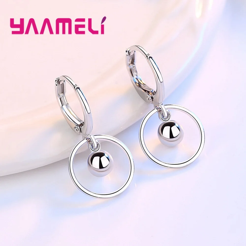 Style coréen Fine 925 en argent Sterling boucle d'oreille femmes mode bijoux cercle point suspendu Huggie oreille Brincos Pendientes offre spéciale