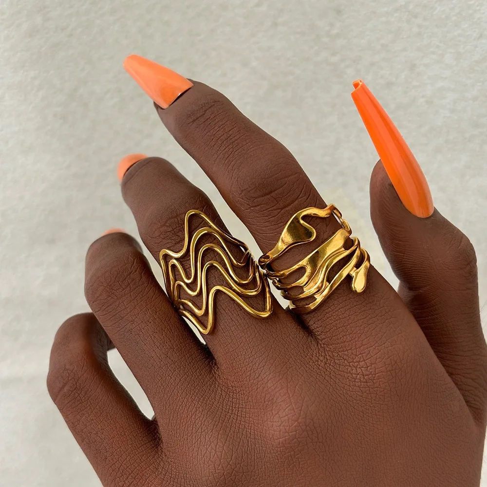 

Stainless Steel Gold Color Luxury Female Ring Set Fashion Jewelry Promise Bagye Acier Inoxydable Femme Couple Rings for Women